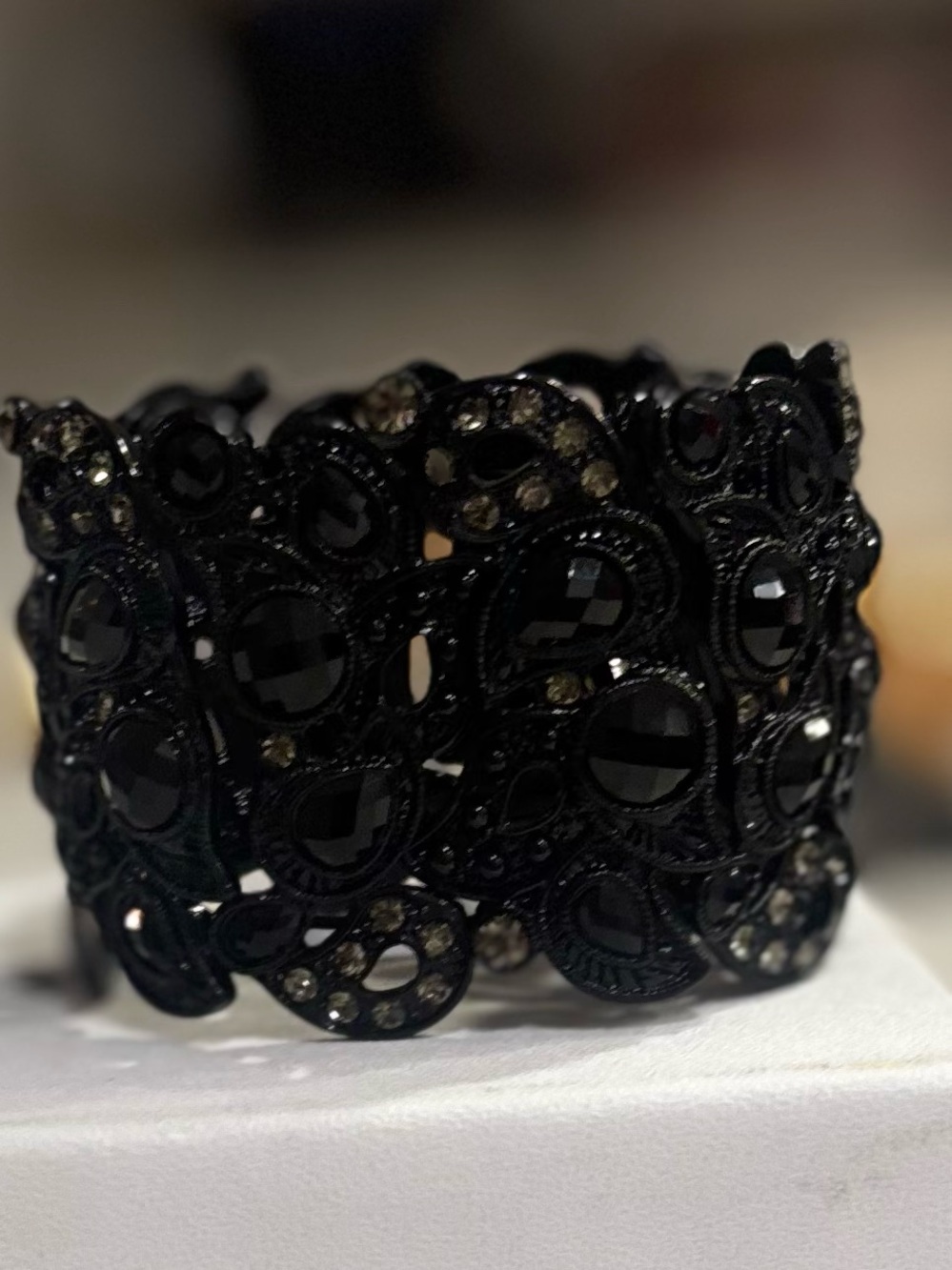 Black Crystal Lace Cuff Bracelet - Women Jewelry